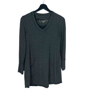 Soma Black Grey Stripe Long Sleeve Tunic Long Sleeve Modal Blend Pajama Top XS